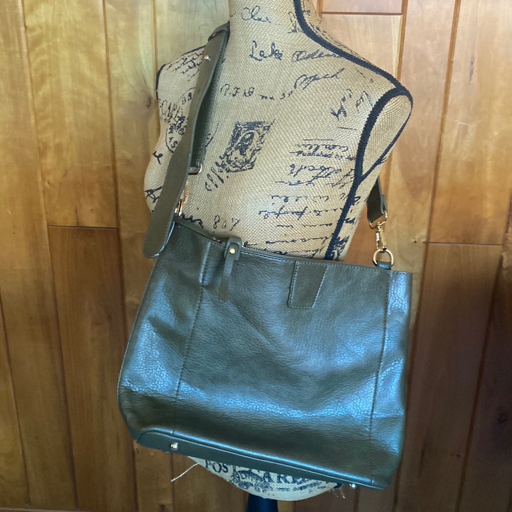 Green faux leather purse